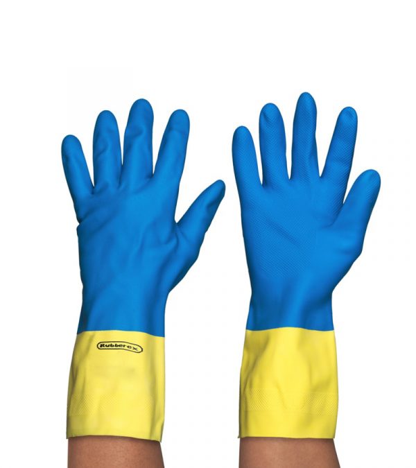 Guante Bicolor Amarillo/Azul-Látex/Neopreno