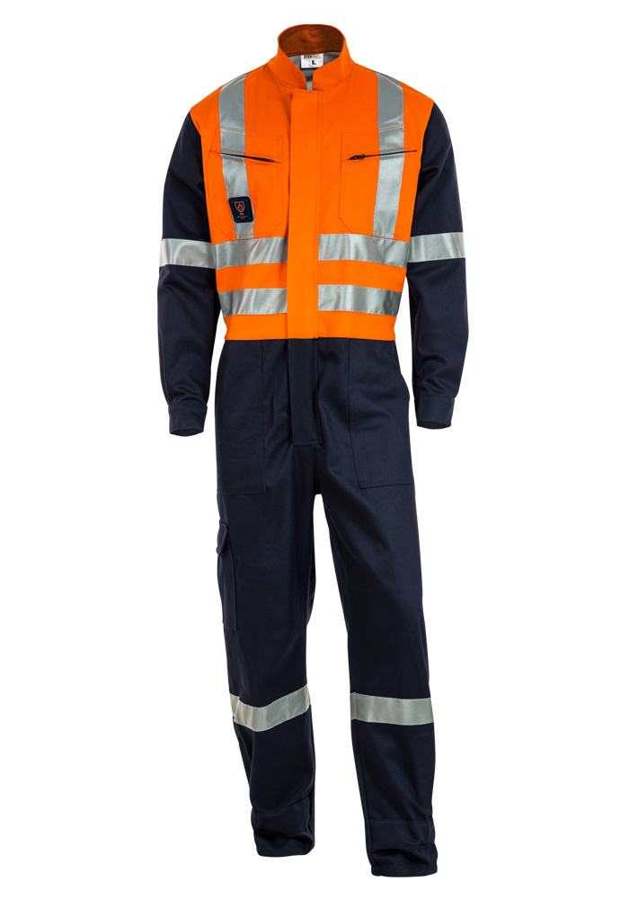 BUZO IGNÍFUGO BICOLOR NARANJO/AZUL NORMA 360° CAT.2